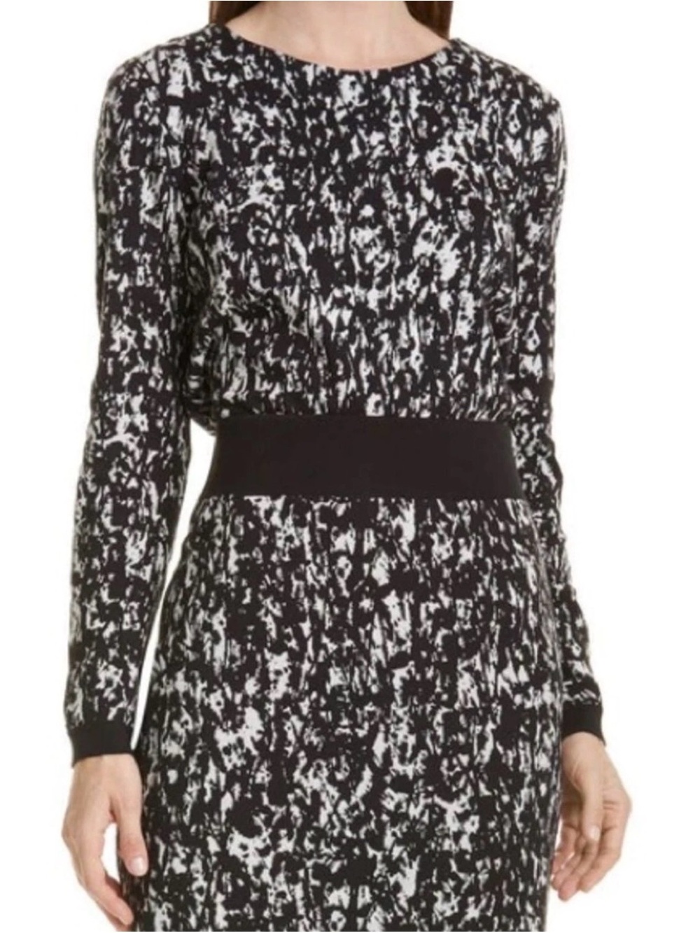 Hugo Boss | Emka Jacquard Knit Sweater - Black & White - Small - EUC